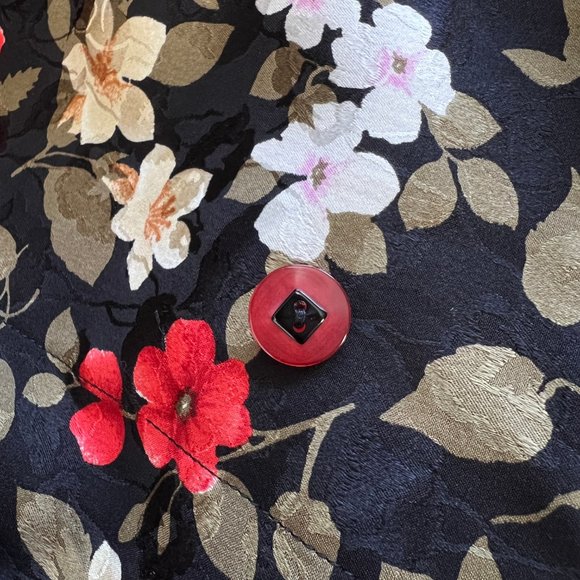 Vintage Teruko Floral Silky Button Up Long Sleeve Romantic Blouse Novelty Print - Picture 6 of 8